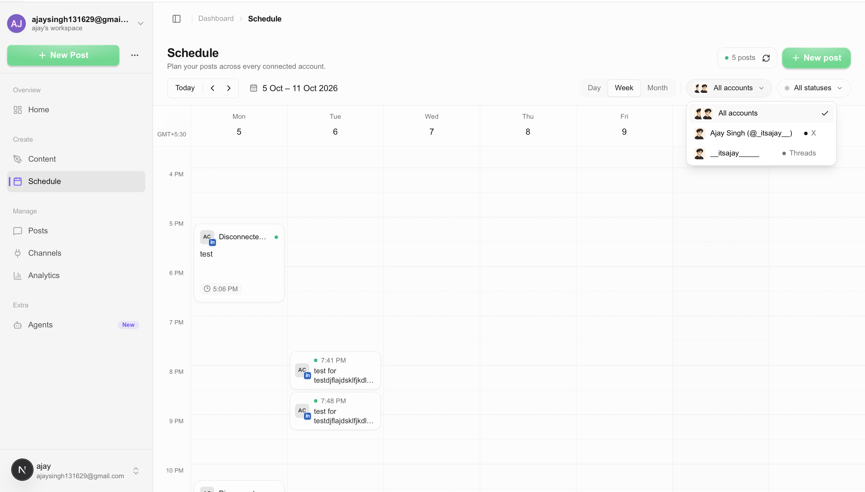 Schedule dashboard preview